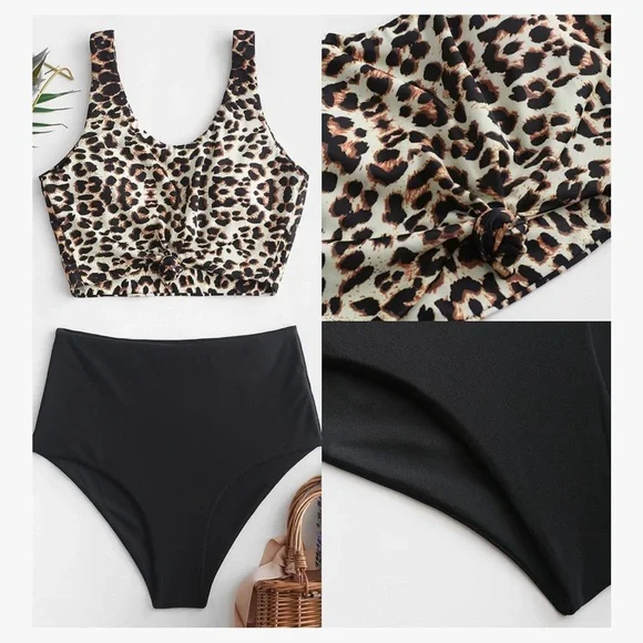 Zaful Leopard and Black Bikini Set - Picture 3 of 4